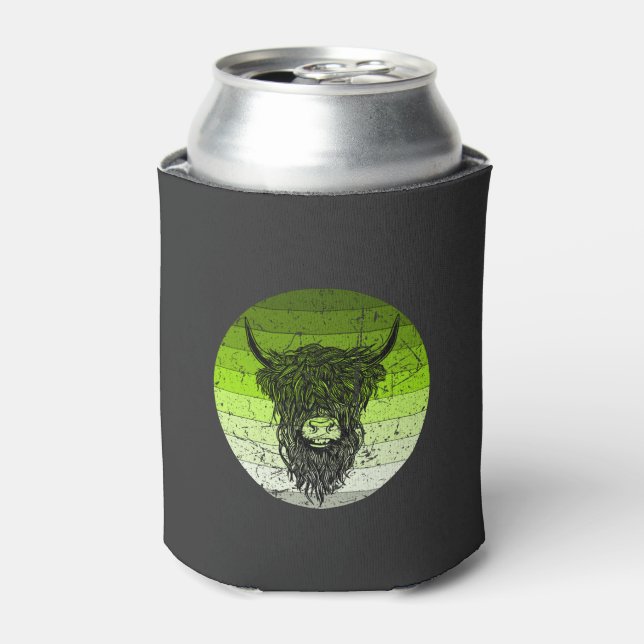 Porta-lata Scottish Highland Cattle Retro (Can Front)