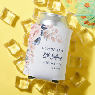 Porta-lata Script de Festa de aniversário Floral Rosa