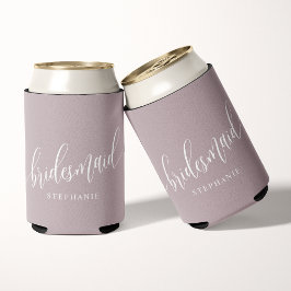 Porta-lata Script Moderno da Bridesmaid da Lavanda empoeirada