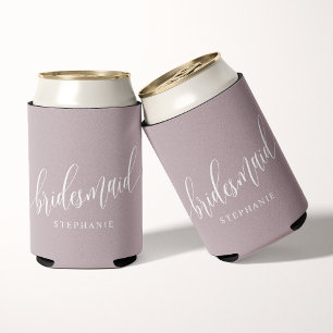 Porta-lata Script Moderno da Bridesmaid da Lavanda empoeirada