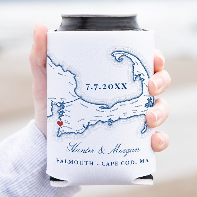 Porta-lata Sea Crest Falmouth Cape Cod Wedch Weding Favor (Sea Crest Beach Hotel Can Coozie Falmouth can cooler Cape Cod wedding favor from Coastal Map Designs)