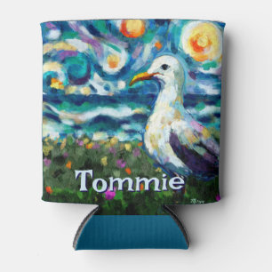 Porta-lata Seagull Van Gogh Style Beach Personalizado