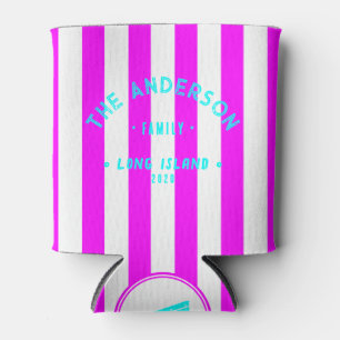 Porta-lata Seaside Electric Retro Faixa Rosa & Nome da Famíli