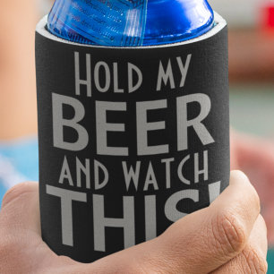 Porta-lata Segure Minha Cerveja E Veja Isto Preto e Cinza E