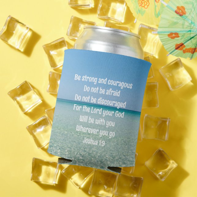 Porta-lata Seja Forte e Corajosa Bela Praia Cristã (Verão in situ)