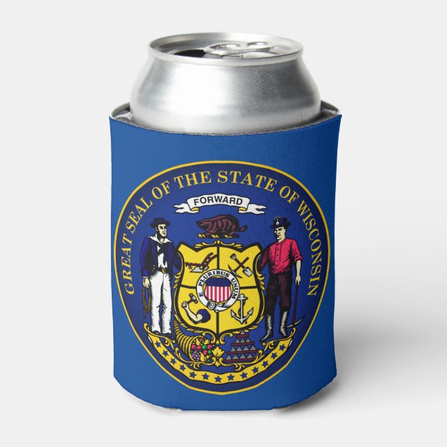 Porta-lata Selo do Estado de Wisconsin (Can Front)