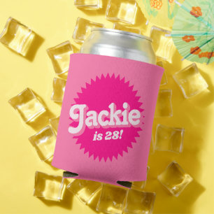 Porta-lata Selo Retro Malibu Rosa Rosa Rosa Aniversário