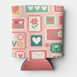 Porta-lata Selos de Amor Enfeite Floral Para Lata de Bebida F