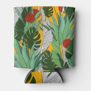 Porta-lata Selva de Verão: Padrão de Palma Brilhante.