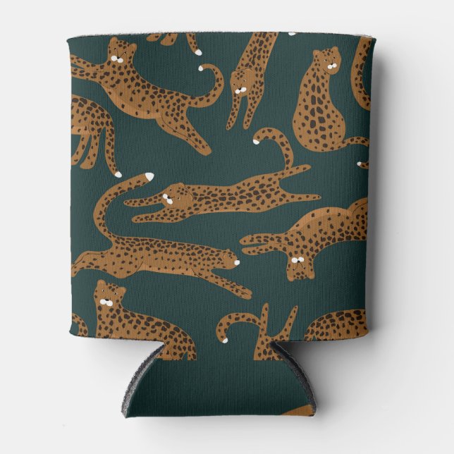 Porta-lata Selva Leopardo: Impressão Animal Vintage. (Frente)