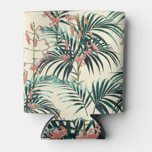 Porta-lata Selva Vintage: Verde Escuro, Lily Laranja.