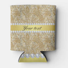 Porta-lata Sequências Douradas e Diamantes Glamorosos Faux