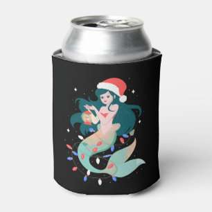 Porta-lata Sereia do Natal Chapéu de Papai Noel Lanterna Luze