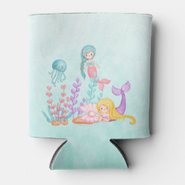 Porta-lata Sereias e medusas sob a aquarela marítima