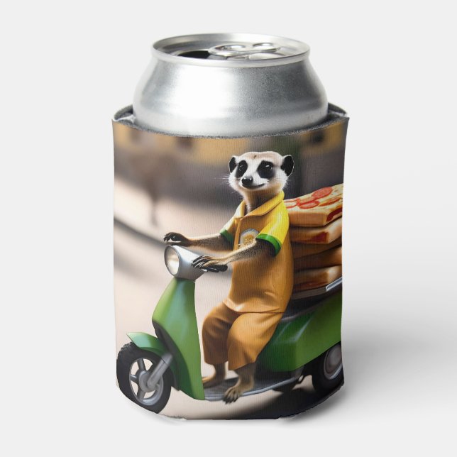 Porta-lata Serviço Rápido: Meerkat Entrega Pizza em Tuk-tuk (Can Front)