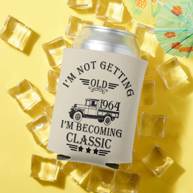 Porta-lata Sessenta festas de aniversário de safra personaliz (Verão in situ)