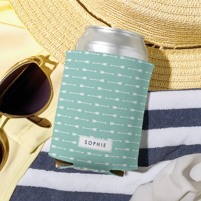 Porta-lata Setas Mint e White Personalizadas (Criador carregado)