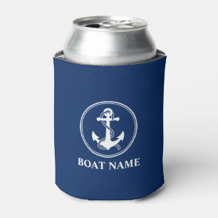 Porta-lata Seu nome de barco Anchor Rope azul