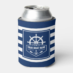 Porta-lata Seu nome de barco Âncora náutica Oars Helm Marin