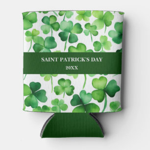 Porta-lata Shamrock de Aquarela Verde com Dia de São Patrício