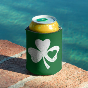 Porta-lata Shamrock do Coração da Patty Irlandesa do Dia de S