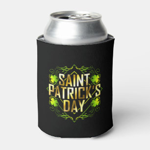 Porta-lata Shamrock Verde e Ouro - Letra Saint Patricks