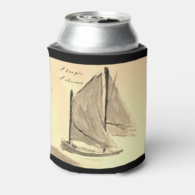 Porta-lata Sharpie Schooner Sailboat - Bebida Can Cooler (Can Back)