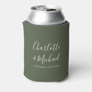 Porta-lata Signature Script Olive Green Wedding