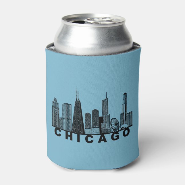 Porta-lata Silhueta do Horizonte de Chicago  (Can Front)
