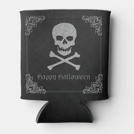 Porta-lata Silver Skull e Crossbones Halloween