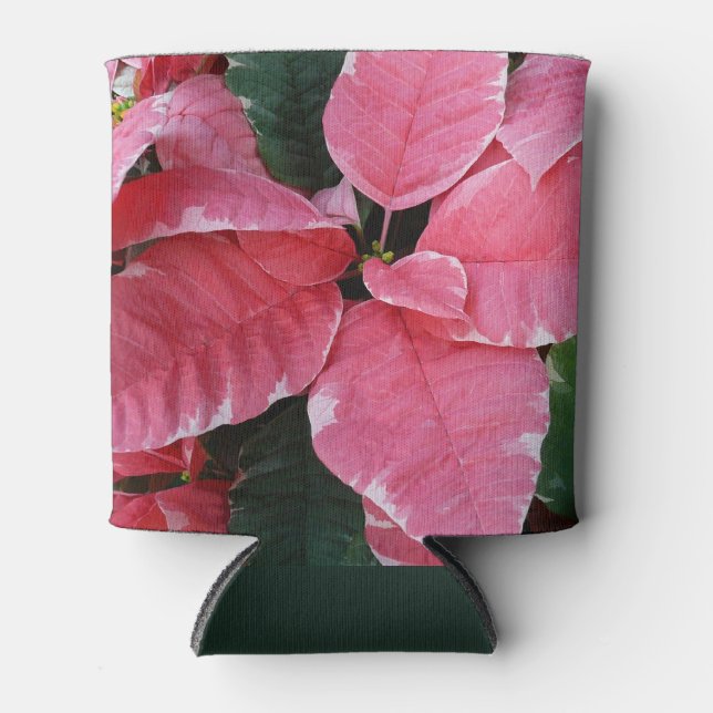 Porta-lata Silver Star Marble Poinsettias Feriado Rosa Floral (Frente)