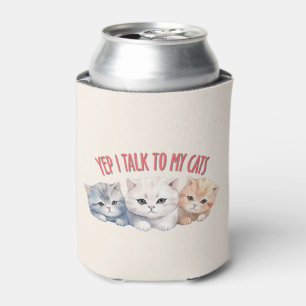 Porta-lata Sim, falo com os meus gatos - Design de Trio Gato