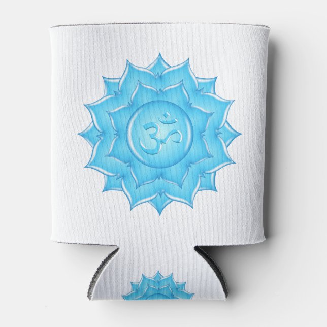 Porta-lata Símbolo Om da Flor do Lotus de Vidro Azul Desenho (Frente)