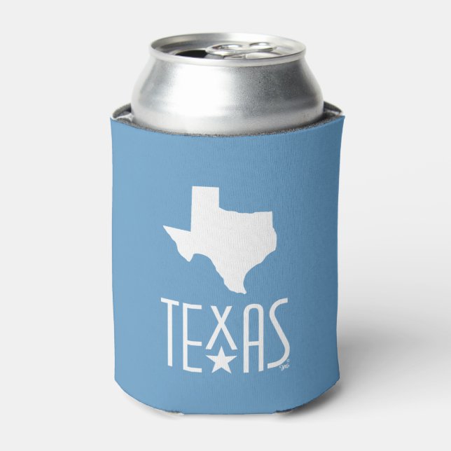 Porta-lata Símbolos do Texas, estado do Texas, azul (Can Front)