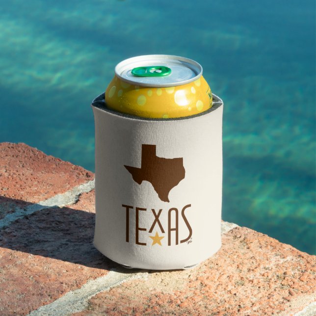 Porta-lata Símbolos do Texas, Estado do Texas, castanho (Piscina in situ)
