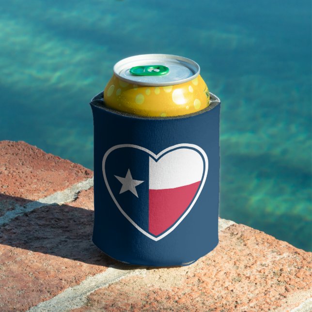 Porta-lata Símbolos do Texas, Texas Flag, Heart - Marinho (Piscina in situ)
