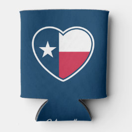 Porta-lata Símbolos do Texas, Texas Flag, Heart - Marinho