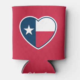Porta-lata Símbolos do Texas, Texas Flag, Heart - Red