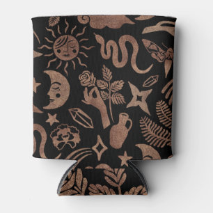 Porta-lata Símbolos místicos: cobra, sol, lua.