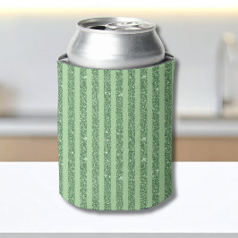 Porta-lata Simple Forest Green Glitter Style Vertical Stripes