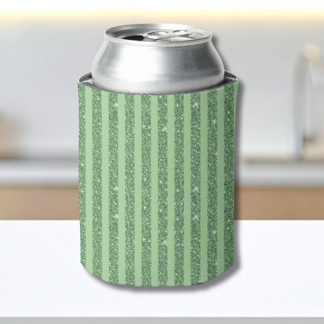 Porta-lata Simple Forest Green Glitter Style Vertical Stripes (Criador carregado)