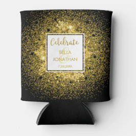 Porta-lata Simples Casamento Elegante Dourado Glam Glitter Ca