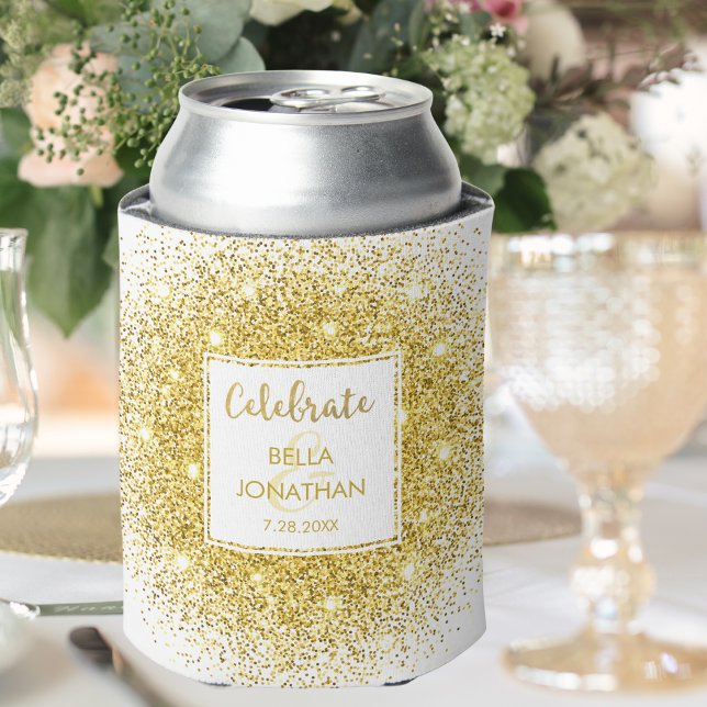 Porta-lata Simples Casamento Elegante Dourado Glam Glitter Pe (Criador carregado)