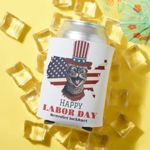 Porta-lata Simples Dia do Trabalho Elegante com bandeira T-Sh