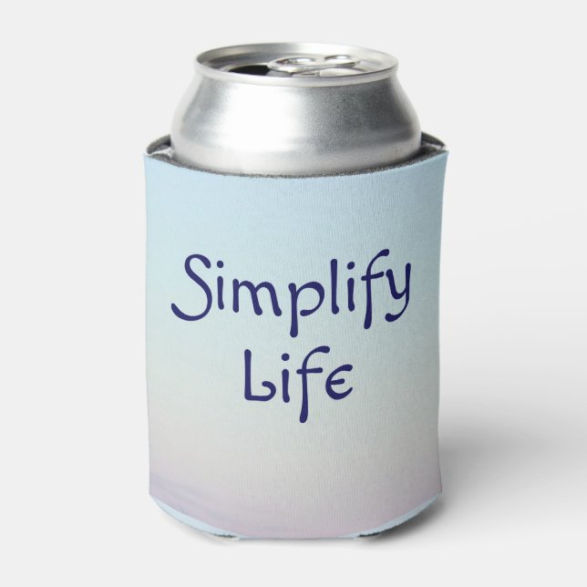 Porta-lata Simplifique o refrigerador koozie azul de vida (Can Front)