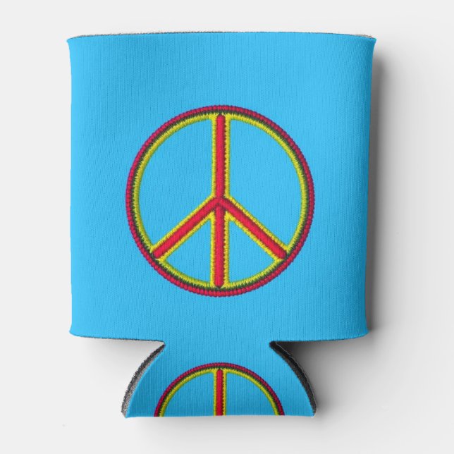 Porta-lata Sinal de Paz Azul para Lata Resfriada (Frente)
