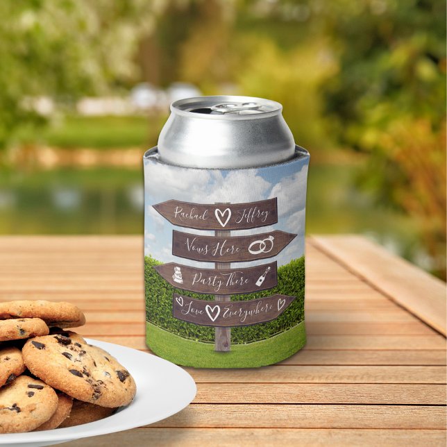 Porta-lata Sinalização Direcional de Casamento Rústico (Criador carregado)