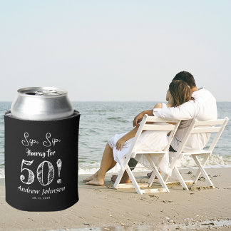 Porta-lata Sip Sip Hooray 50 Feliz Aniversário Celebração Eng