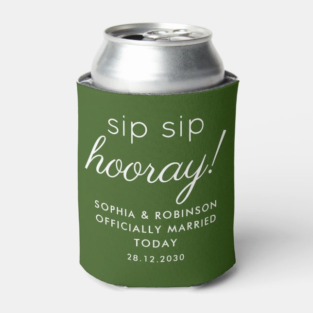 Porta-lata Sip Sip Hooray Casamento Favorece Floresta Verde E (Can Front)