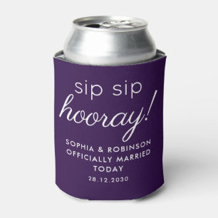 Porta-lata Sip Sip Hooray Weding Favorece Royal Purple Funny